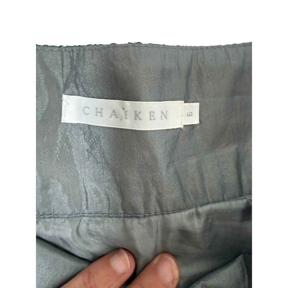 Chaiken Teal Crinkle Textured Midi Skirt USA Size 6 - Picture 7 of 11